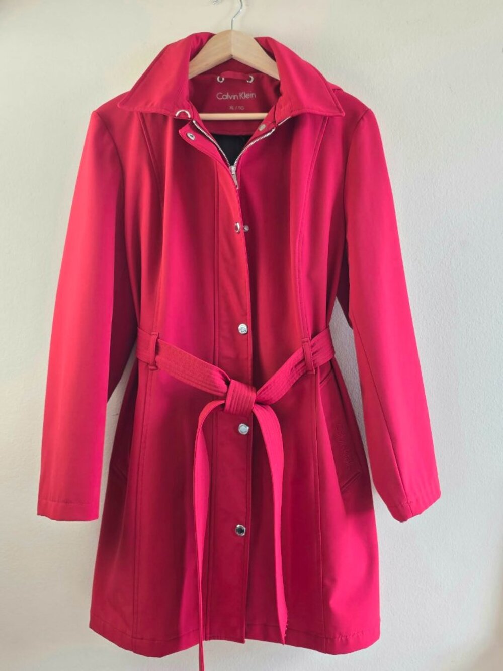 Calvin Klein Women's XL Hooded Zip-Up Jacket Red Versatile Classic